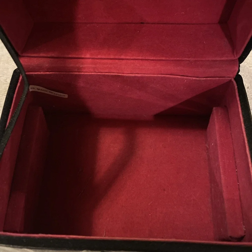 Martini Travel Jewelry Case/Hard Vinyl Vanity Bag with Mirror Inside